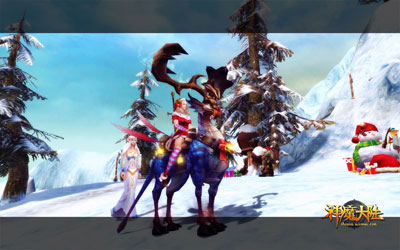 图片: 图2：《神魔大陆》实景截图—圣诞天使乘踏雪.jpg