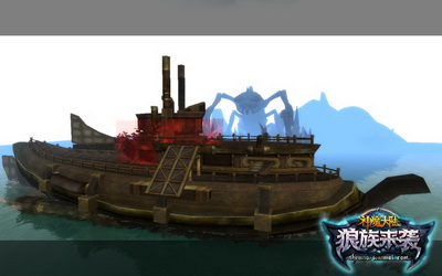 图片: 图2《神魔大陆·狼族来袭》实景截图-航行中的雷辛格号战船.jpg